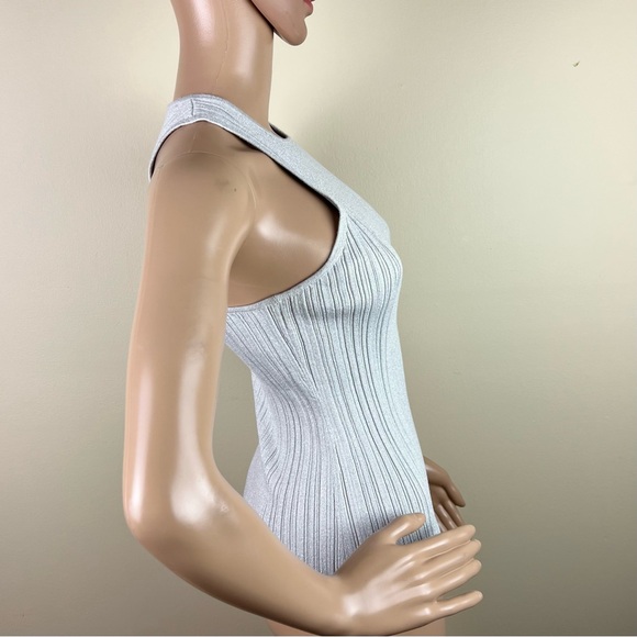 NEW MADEWELL GRAY SHIMMER RIBBED TANK TOP - Picture 4 of 5